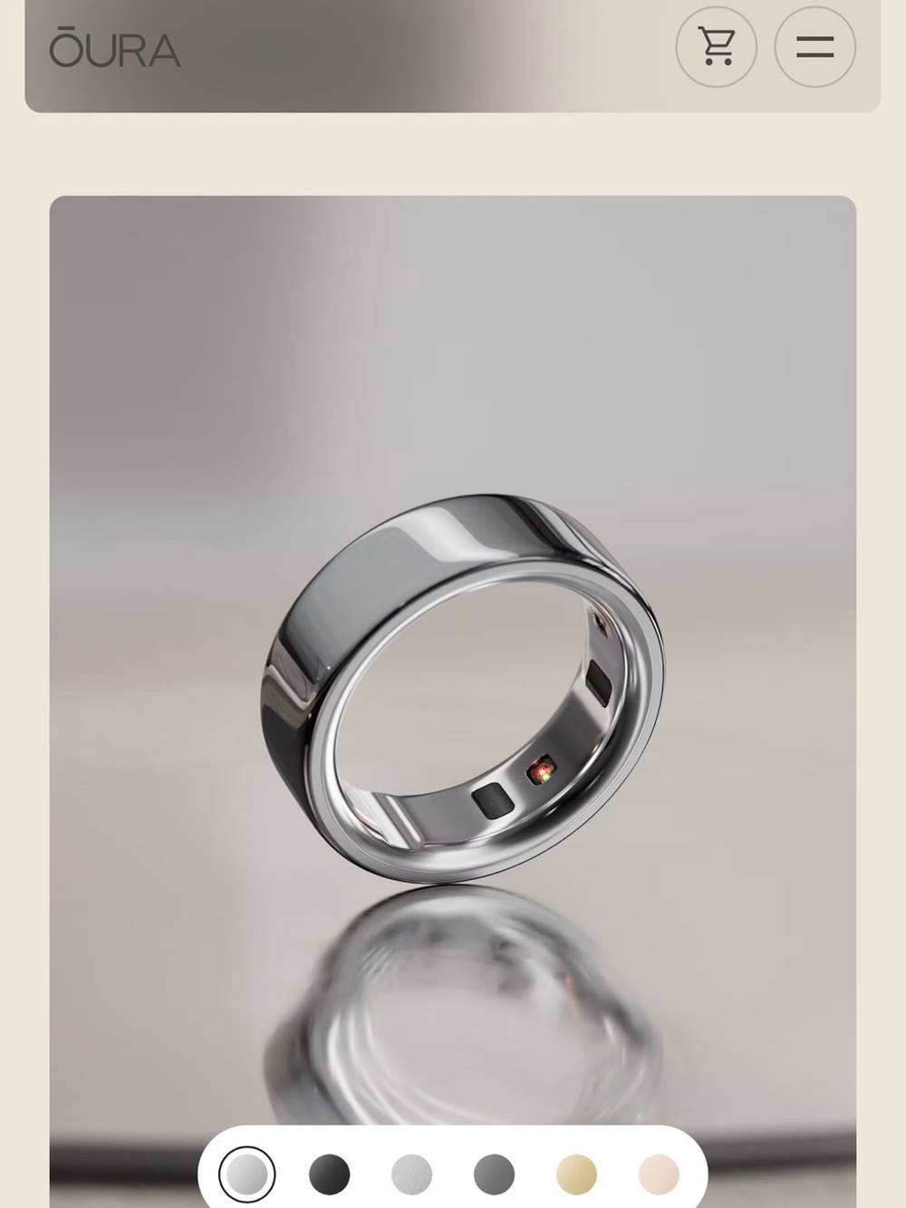 Oura Stainless Steel Smart Ring — Silver size 7